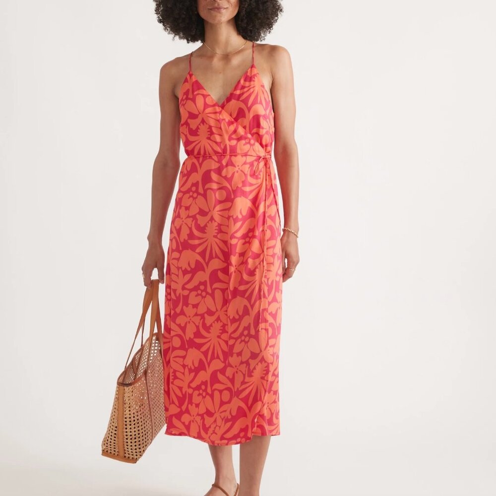 Marine Layer Archive Emma Wrap Dress Summer Flora Size Medium NEW